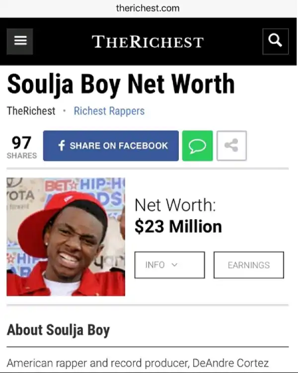Soulja Boy shares his net worth afterChris Brown said his daughter is richer than him